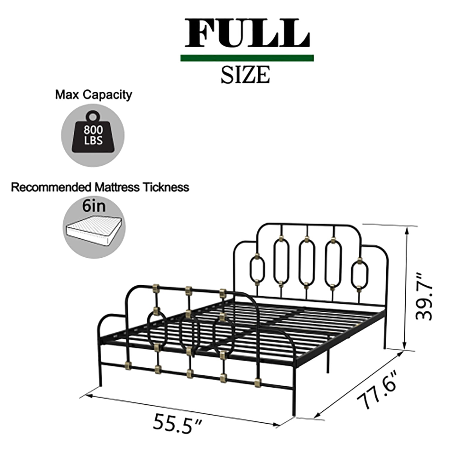 Resenkos Classic Metal Platform Bed Frame, Full Size Bed Frame with Vintage Headboard and Footboard Platform Base, Black Resenkos Classic Metal Platform Bed Frame, Full Size Bed Frame with Vintage Headboard and Footboard Platform Base, Black