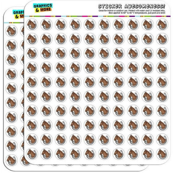 Brown Horse in Horseshoe 200 1/2" (0.5") Planner Calendar Scrapbooking Crafting Stickers
