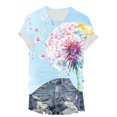 thumbnail image 4 of vigerkar Dandelion Graphic Floral T-Shirt Women Casual Summer Boho Tops Holiday Wildflowers Tee Shirts (Light Blue, XL), 4 of 7