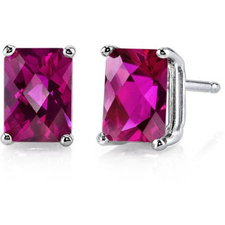 Oravo 2.50 Carat T.G.W. Radiant-Cut Created Ruby 14kt White Gold Stud Earrings