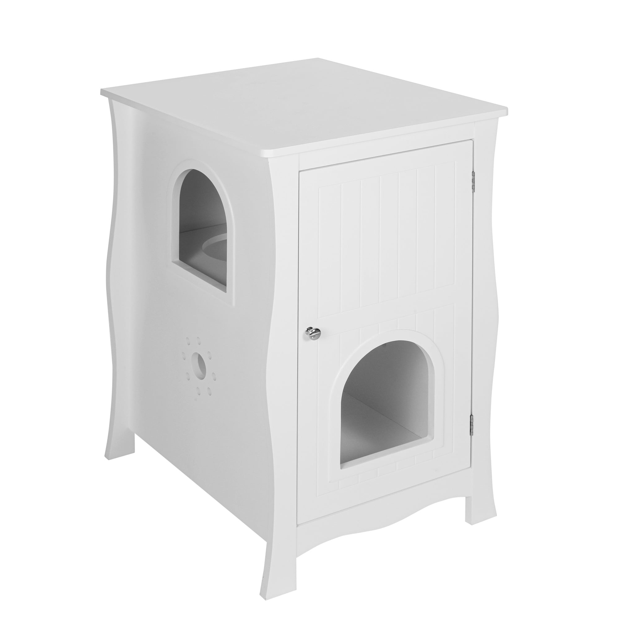 Pefilos 29" Indoor Wood Cat Houses, Hidden Cat Litter Box Enclosure with Entry and Open Compartment, Cat Condo Furniture Kitty, Brown Pefilos 29" Indoor Wood Cat Houses, Hidden Cat Litter Box Enclosure with Entry and Open Compartment, Cat Condo Furniture Kitty, Brown