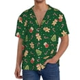 thumbnail image 1 of Balery green Christmas Element Camisa Casual de Manga Corta con Botones para Hombre, Texturizada, Estilo Cubano, para Playa, Verano-Medium, 1 of 5
