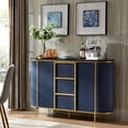 thumbnail image 4 of OKD Modern Buffet Cabinet with Faux Marble Top, 2 Doors & 3 Drawers Storage Sideboard for Kitchen, Dining Room & Living Room, Dark Blue, 4 of 6