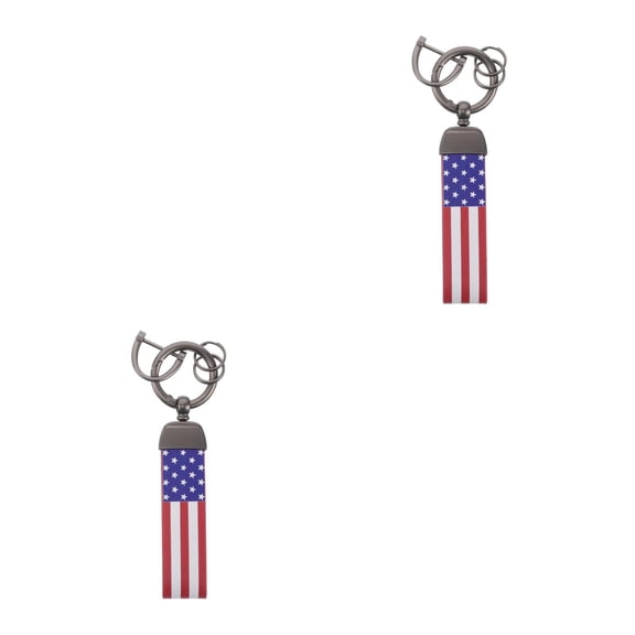2pcs USA Flag Car Keychains Set, Patriotic Keychain Accessories for Men, Car Key , Key Holder
