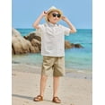 thumbnail image 4 of Arshiner Boy's 2 Pieces Summer Shorts Outfits Linen Set Casual Henley Shirts Short Sleeve Top and Short, 4 of 6