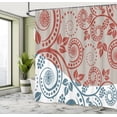 thumbnail image 4 of Ambesonne Swirls Shower Curtain, Curlicue Antique Floral Art, 69"Wx70"L, Vermilion Blue and Tan, 4 of 4