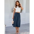 thumbnail image 5 of HOWCOME Pleated Skirts for Women Boho Elastic Waist A Line Skirt Swing Beach Midi Skirt with Pockets Grayish Blue, S, 5 of 7
