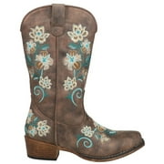 Roper Womens Riley Floral Embroidery Snip Toe Cowboy  Mid Calf Boots