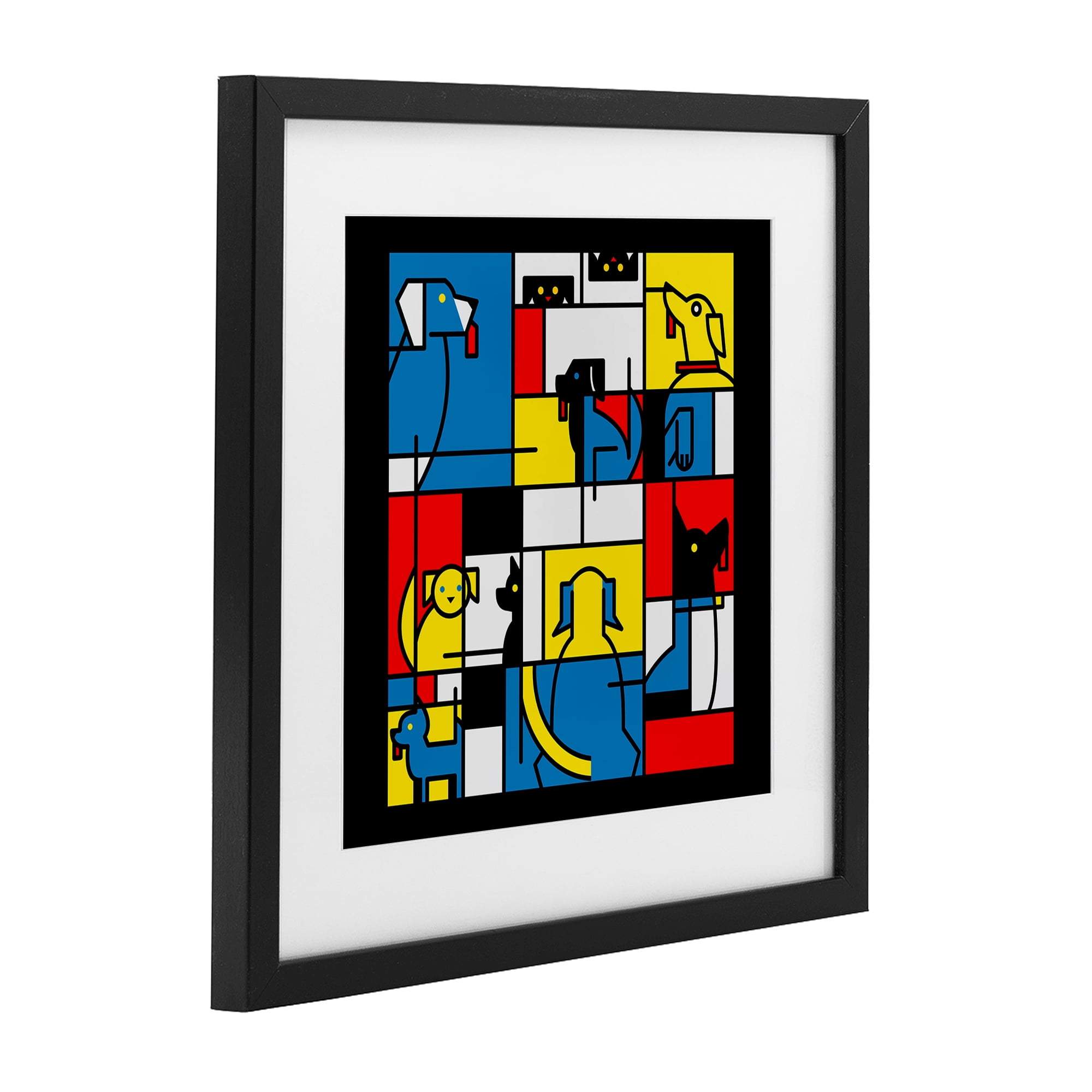 Stupell Industries Color Block Dogs Abstract Black Framed Print Under Glass, design by Tobe Fonseca