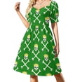 thumbnail image 1 of Vestido de fiesta de manga corta con corona de papel dorado, calaveras y cruces, vestidos de verano 2025 para mujer., 1 of 7