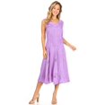 thumbnail image 5 of Sakkas Lila Women's Midi Sleeveless Floral Boho Casual Rayon Dress Adjustable - Purple - S/M, 5 of 5