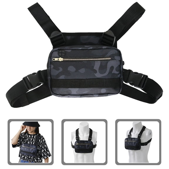 BESTYASH Portable Black Chest Bag with Adjustable Crossbody Strap for Travel, Sports, Hiking, and Everyday Use