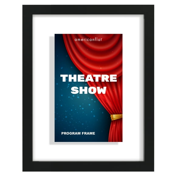 Americanflat 9.5x12.5 Picture Frame with Shatter-Resistant Glass Playbill Signature Float Collection - Black