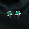 thumbnail image 3 of Rosec Jewels Minimal Cluster Stud Earrings for Women, Emerald and Blue Sapphire Earrings with Diamond (AAA Quality), 14K Yellow Gold, 3 of 9