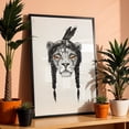 thumbnail image 3 of Warrior Lion - Illustration Animal Tiger Wildlife Line Art Boho Black Framed Wall Art Print 12 x 18 inches, 3 of 8