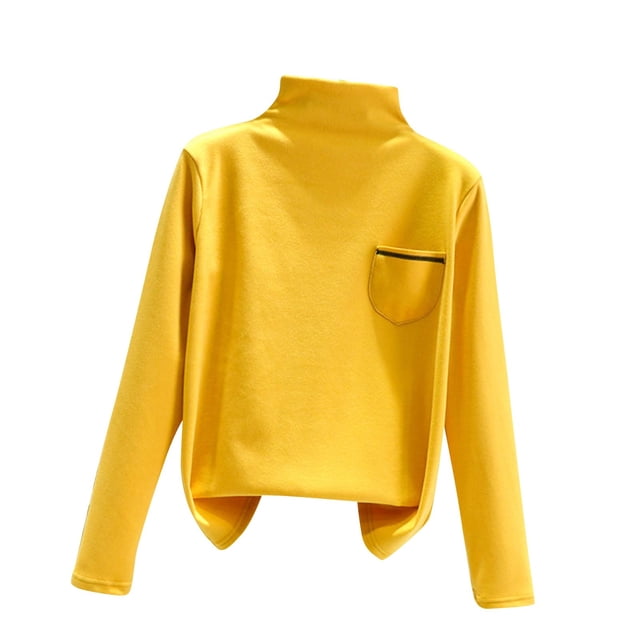 MeetoTime Hauts à Col Montant pour Femmes Automne Confortables Couleur Unie Manches Longues