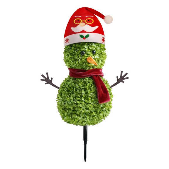 3D Snowman Stake Outdoor Lighted Display for Holiday Yard Decor, Weather-Resistant Garden Snowman Insert with LED Lights, Easy to Install
