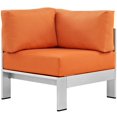 thumbnail image 3 of Modway Shore Fauteuil d'Angle de Patio Extérieur en Aluminium et Tissu, Argent/orange, 3 of 4