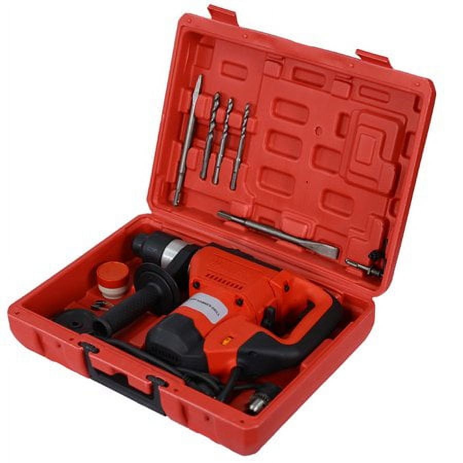 Rotary Hammer 1100W, 1-1/2" SDS Plus Rotary Hammer Drill with 3 Functions for Concrete, Professional Electric Hammer Drill Kit, Black & Red.