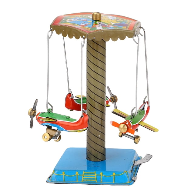 Juguete De Carrusel De Avión De Hojalata, Exquisito Mecanismo De Relojería, Juguete De Hojalata Coleccionable Giratorio, Seguro, Retro Para Adultos Para Tienda De Ropa
