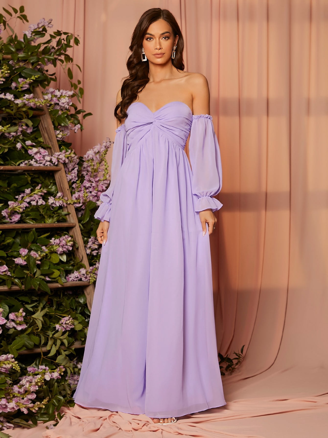 Women's Off Shoulder Twist Bust Flounce 