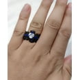 thumbnail image 6 of Crown Matching Rings Couple Ring Blue 1CT CZ Women Wedding Ring Set Male Titanium Band, 6 of 7