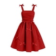 thumbnail image 5 of XEGLSBU Solid Color Dresses for Girls Sleeveless Party Dress with Mesh Bow Girl Dress Length Gown for Events ( 2-Red Size8-9 Years ), 5 of 5