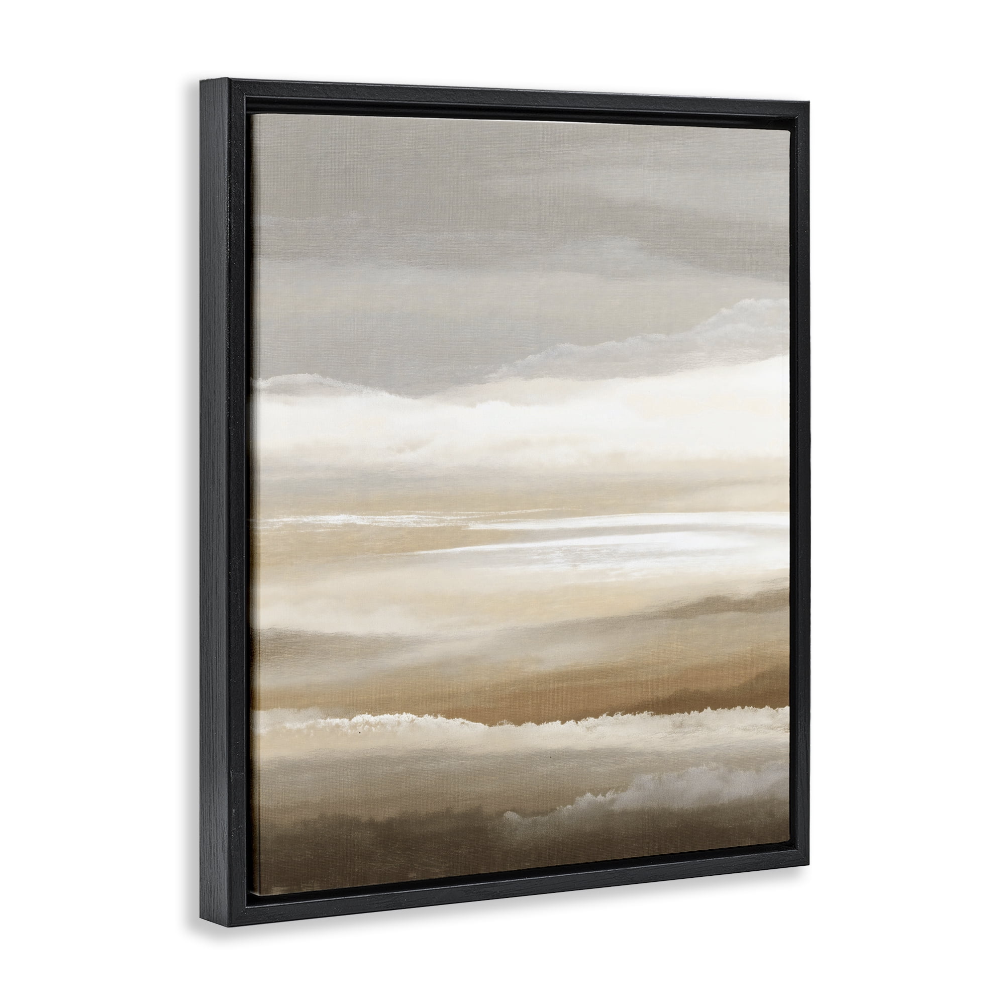 Stupell Industries The Horizon Serene Cloud Layers Black Framed Floater Canvas Wall Art, design by Ink Drop Loft