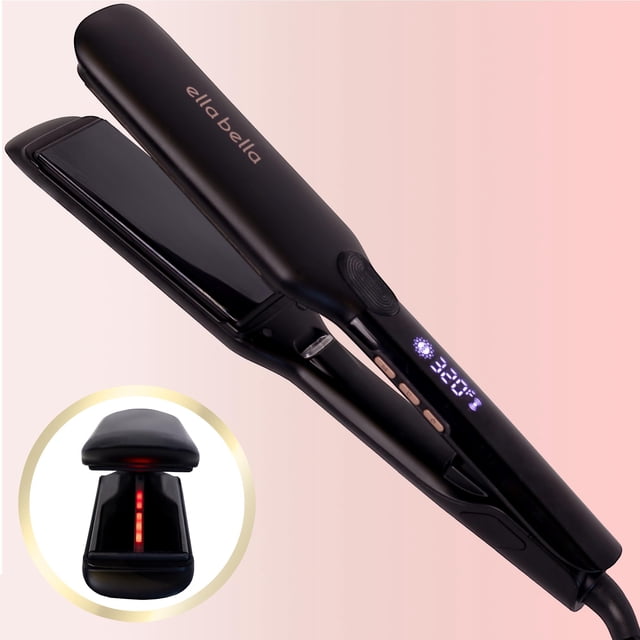 Plancha de pelo de titanio ELLA BELLA® (con infrarrojos) • Plancha alisadora profesional • Pantalla digital para controlar con precisión la temperatura • Como se presenta en Good Housekeeping