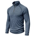 thumbnail image 6 of Eiyaclvo Quarter Zip Pullover Sweater for Men Fall Winter Long Sleeve 1/4 Zipper Stand Collar Sweater Top Underwear Light Blue M, 6 of 8