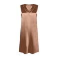 thumbnail image 5 of Fewfanhot Sleepwear for Women V-Neck Short Sleeve Satin Nightgown Dress, Loose Loungewear Slip Dress, Comfortable Home Dress for Relaxation, 5 of 5
