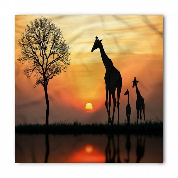 Africa Bandana, Giraffe in Wild Forest, Unisex Head and Neck Tie, by Ambesonne