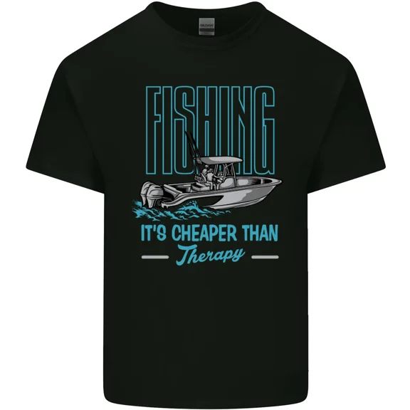 Fishing It's Cheaper Than Therapy Funny Fisherman for a Hobby and Unisex T-Shirt, up to size 5XL