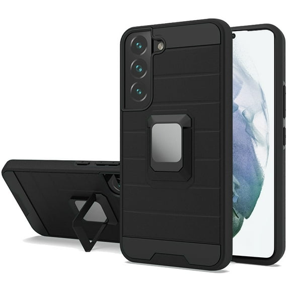 Phone Case for Samsung Galaxy S22 Plus Magnetic Ring Holder Rubber Hybrid Stand Kickstand Rugged Heavy Duty Military Grade Cover for Galaxy S22  Plus - Black