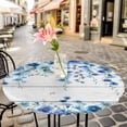 thumbnail image 6 of Spring Blue Floral Round Tablecloth for 36-44 Inch Tables,Fitted Table Cover with Elastic Edge,Farmhouse Weeping Floral Leaves Wood Waterproof Outdoor Table Cloth Protector for Patio Garden Dinner, 6 of 9