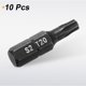 thumbnail image 3 of Uxcell 10pcs T20 Torx Screwdriver Bit 1/4" Hex Shank 25mm/1" Length S2 Steel Star 6 Point Head Hex Security Screw Driver Bits with Hole for Impact Electric Screw Driver Power Tools, Black, 3 of 7