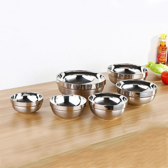 1Piece Stainless Steel Bowl Double Layer Insulation Noodles Soup Rice Bowl Fruit Bowl Food Container Bowl Home Kitchen Accessories