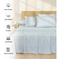 thumbnail image 3 of RUVANTI 4 Pcs Cotton Sheets - 100% Natural Cotton Soft, Lightweight & Breathable Crispy Percale Bed Sheets, Twin XL Sheet Sets 16" Deep Pockets, Horizon Stripes, 3 of 8