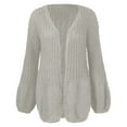 thumbnail image 4 of Vedolay Sweaters for Women Solid Long Sleeve Open Front Long Cardigan Coat 2023 Gray,XL, 4 of 5