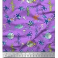 thumbnail image 1 of Soimoi Polyester Crepe Fabric Fish,Coral & Starfish Ocean Print Fabric by The Yard 52 Inch Wide, 1 of 1