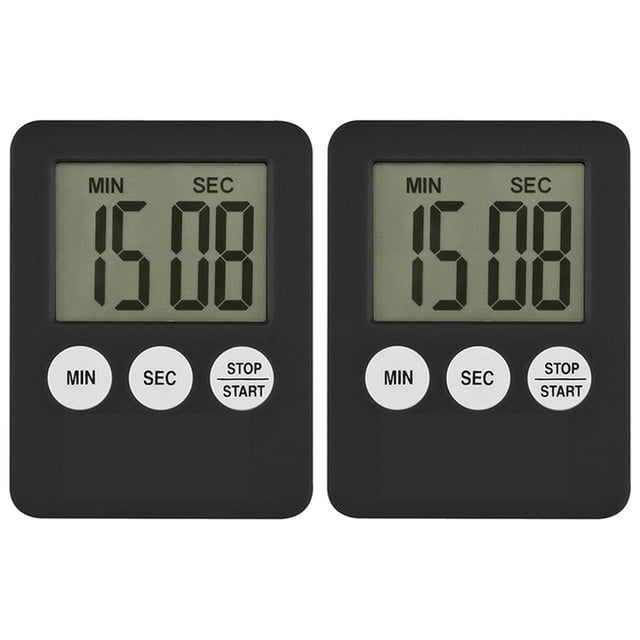 2X Temporizador de Cocina con Pantalla Digital LCD Súper Fina, Temporizador de Cocina Cuadrado, Cuenta Regresiva, Reloj Magnético