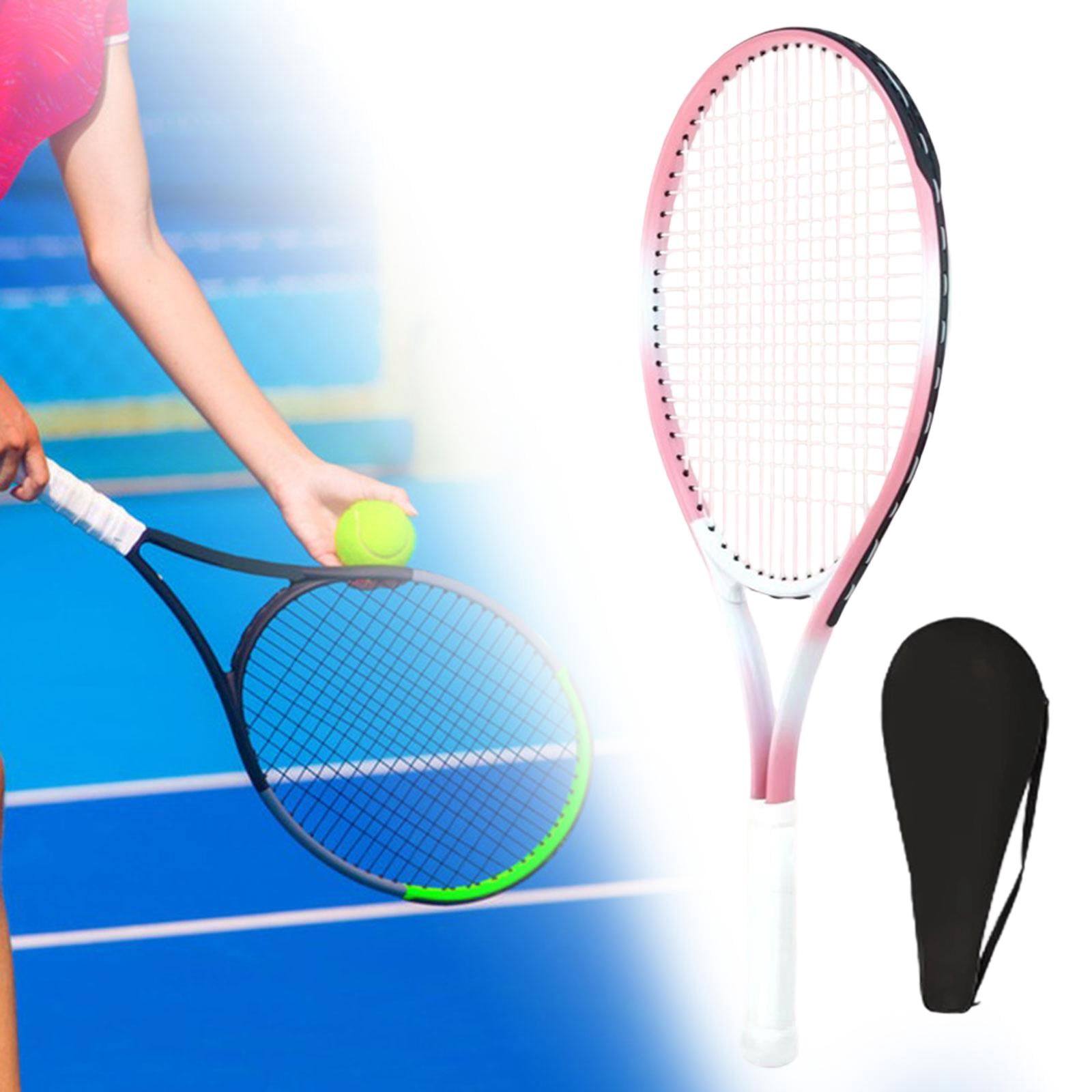 Axioma Adult Alloy Tennis Racket Portable Pre Strung Racket for Training Tennis Racquet Pink