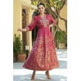 thumbnail image 2 of Juniper Maroon Ethnic Motif Printed Rayon Anarkali Dress, 2 of 2