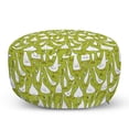 thumbnail image 1 of Goose Pouf Cover with Zipper, Cartoon Style Funny Creatures Doing Different Things Theme, Soft Decorative Fabric Unstuffed Case, 30" W X 17.3" L, Apple Green Orange, by Ambesonne, 1 of 5