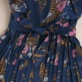 thumbnail image 7 of Girls Vintage Dress Floral Ruffle Pleated Dresses Flutter Crew Neck Tunic Dress Summer Casual Retro Clothing, Dark Blue, 9 Years, 7 of 7