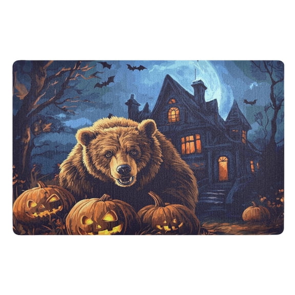 BZSMCE Floor Mats 32x20in Angre Brwon Bear and Pumpkin Creativity Doormats