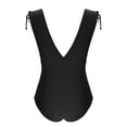 thumbnail image 4 of UTSJKR One Piece Swimsuit for Women Tummy Control Ruched Bathing Suit Sexy High Cut Swimwear V Neck Swim Suit Black L, 4 of 7