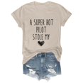 thumbnail image 2 of Tittly T Shirts for Women Graphic Tees Womens Fashion Workout T Shirts Athletic Plus Size Tops Summer Trendy Clothes Short Sleeve Spring Tee Tshirts Shirts Spring Tops for Women Khaki L, 2 of 5