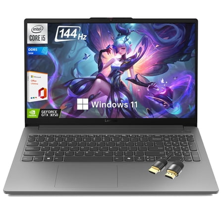 Lenovo LOQ Essential Gaming Laptop, 15.6" FHD 144Hz Display,Intel Core i5 -12450HX, GeForce RTX 3050,16GB DDR5 RAM, 1TB SSD,AI Copilot, Wi-Fi 6, RJ-45, USB-C, HDMI,with Lifetime Office,Win 11 Home