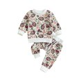 thumbnail image 1 of Bagilaanoe 2PCS Toddler Baby Girl Boy Long Pants Set Letter Print Long Sleeve Sweatshirt Pullover Tops + Drawstring Sweatpants 6M 12M 18M 24M 3T Kids Casual Sweatsuits, 1 of 9